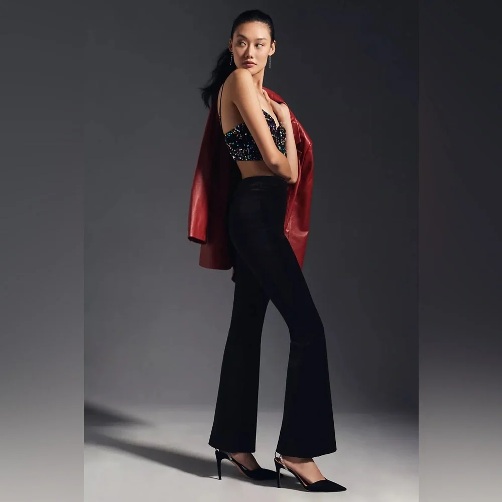 NWT! By Anthropologie Velvet Flare Pants - Size 4 PETITE 🎆